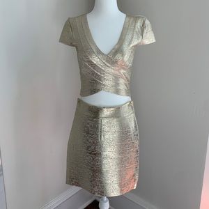 Gold Bandage Skirt set